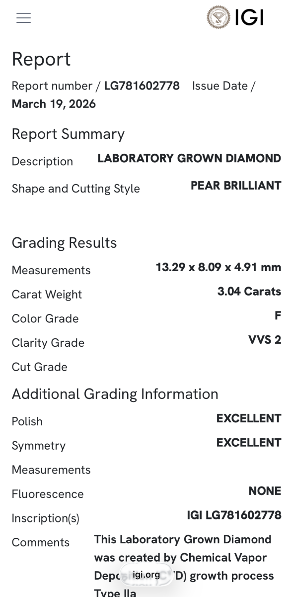 Lab-Grown Peeroorhangers 8.09crt